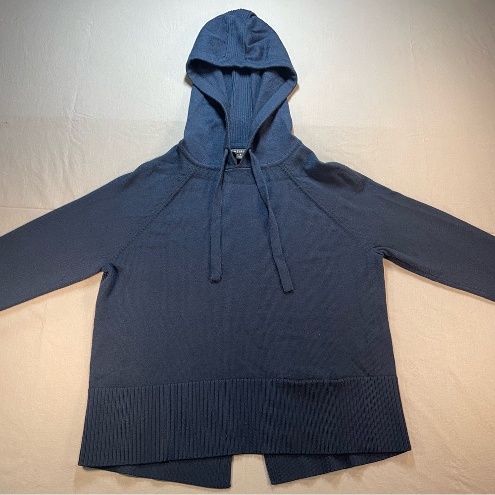 Athleta Verona Knit Merino Wool Blend Hoodie Sweater; Navy - Womens Small - Picture 5 of 16